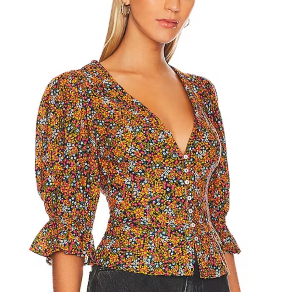 Free People Floral Button-Up Top - Multicolor - Picture 3 of 9